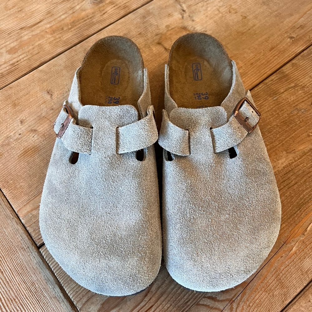 Taupe Birkenstock Boston Clogs
